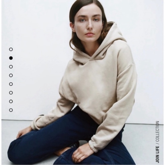 Zara Tops - Zara Tan Cropped Hoodie Pullover Sweatshirt size M